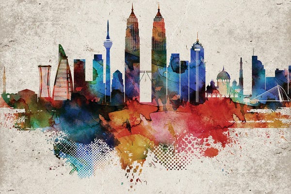 Malaysia: Kuala Lumpur Abstract Skyline by WallDecorAddict