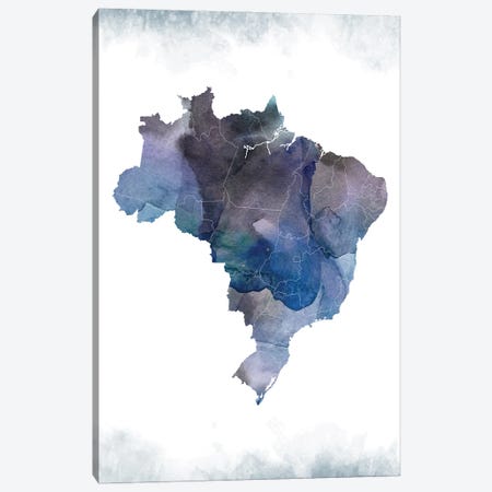 Brazil Bluish Map Canvas Print #WDA57} by WallDecorAddict Canvas Print