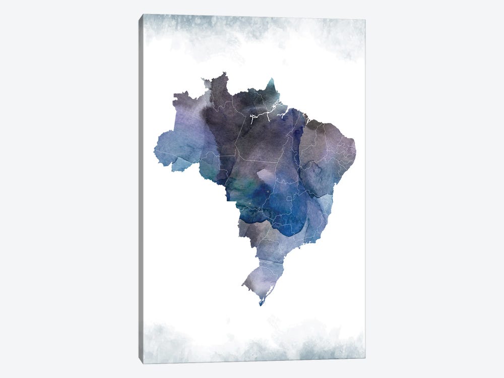 Brazil Bluish Map by WallDecorAddict 1-piece Canvas Print