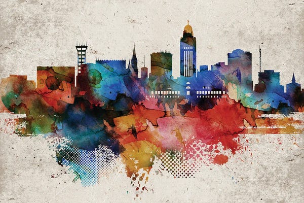 Nebraska: Lincoln Abstract Skyline by WallDecorAddict