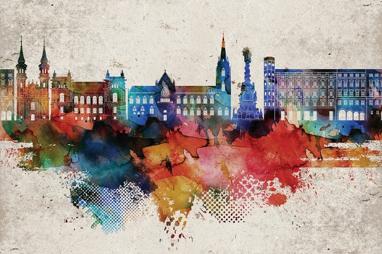Linz Abstract Skyline by WallDecorAddict wall art