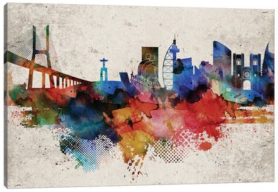 Lisbon Abstract Skyline Canvas Art Print - Lisbon