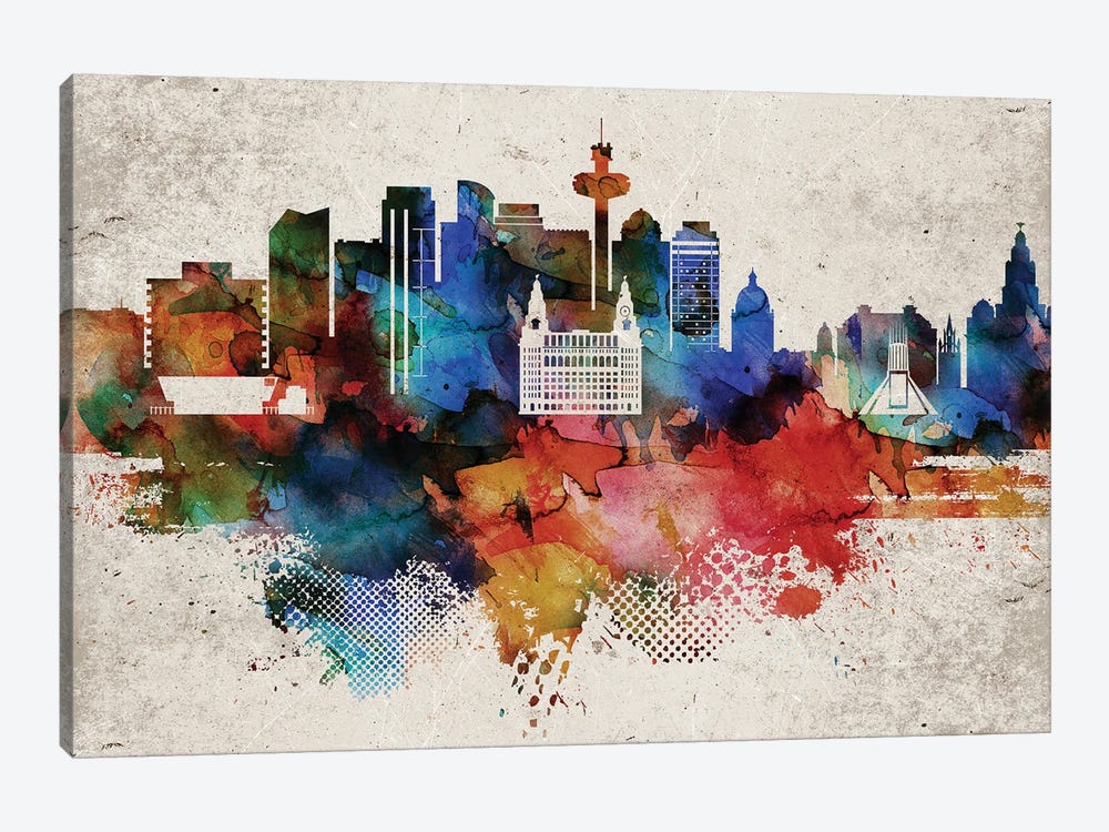 Liverpool Abstract Skyline by WallDecorAddict 1-piece Canvas Art Print