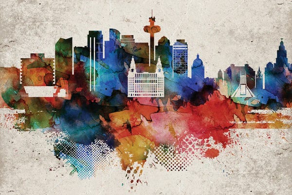 Liverpool: Liverpool Abstract Skyline by WallDecorAddict