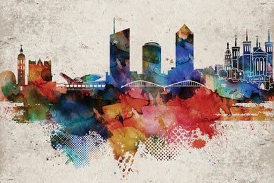 Lyon Abstract Skyline by WallDecorAddict framed wall art