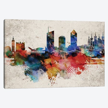 Lyon Abstract Skyline Canvas Print #WDA585} by WallDecorAddict Canvas Art Print
