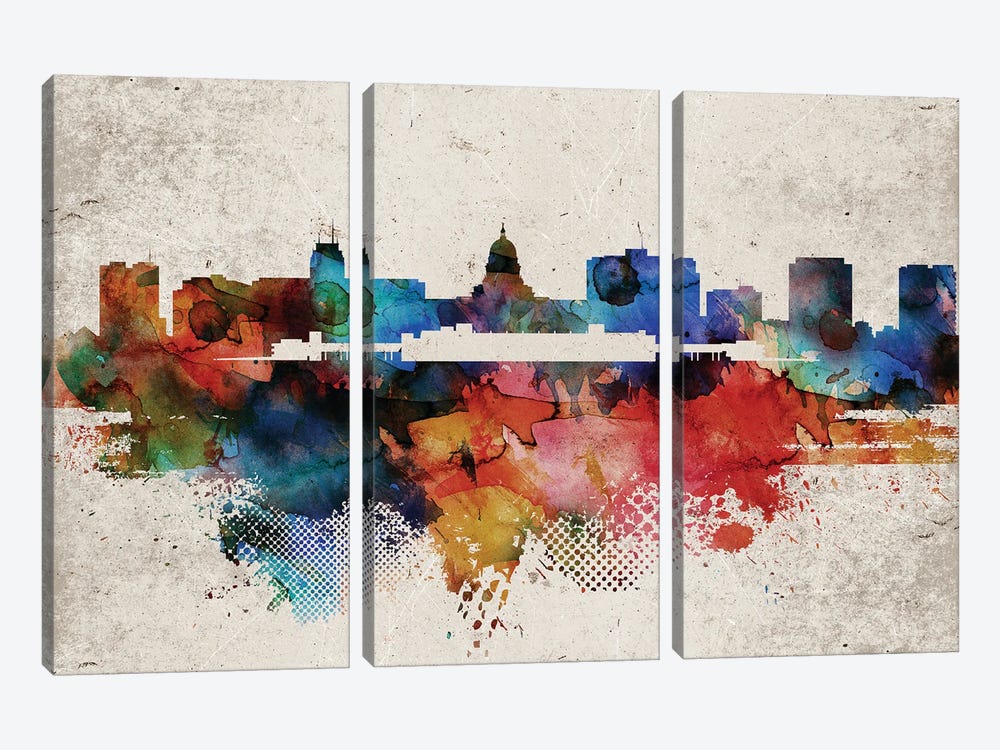 Madison Abstract Skyline by WallDecorAddict 3-piece Canvas Art Print
