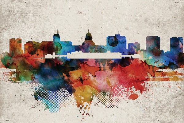 Wisconsin: Madison Abstract Skyline by WallDecorAddict