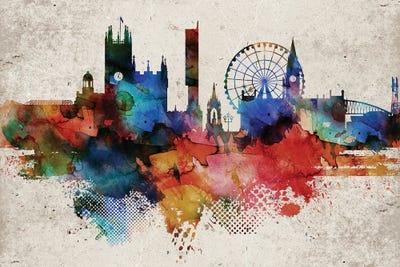 Manchester Abstract Skyline by WallDecorAddict framed wall art