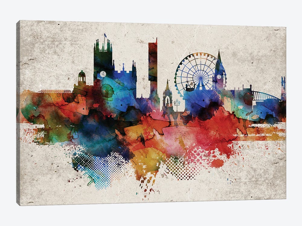 Manchester Abstract Skyline by WallDecorAddict 1-piece Canvas Print