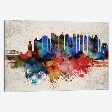 Manila Abstract Skyline Canvas Print #WDA589} by WallDecorAddict Canvas Wall Art