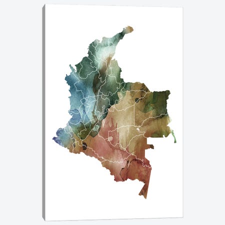 Brownish Colombia Map Canvas Print #WDA58} by WallDecorAddict Canvas Artwork