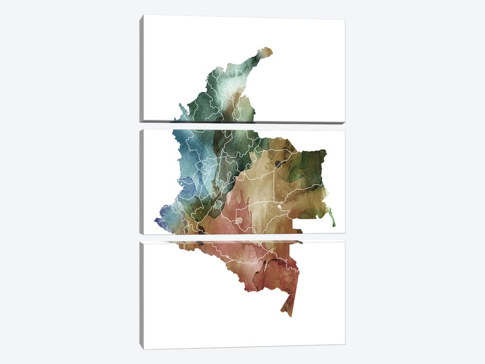 Brownish Colombia Map by WallDecorAddict 3-piece Canvas Artwork