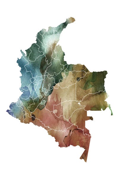 Colombia: Brownish Colombia Map by WallDecorAddict
