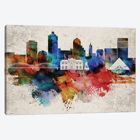 Memphis Abstract Skyline Canvas Print #WDA590} by WallDecorAddict Art Print
