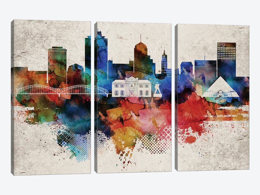 Memphis Abstract Skyline by WallDecorAddict 3-piece Canvas Art