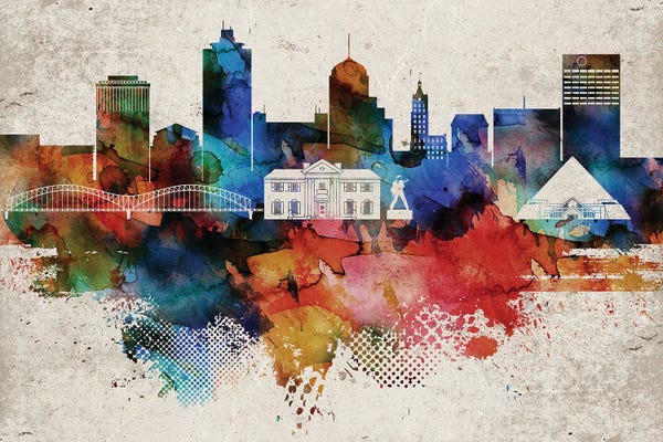 Tennessee: Memphis Abstract Skyline by WallDecorAddict