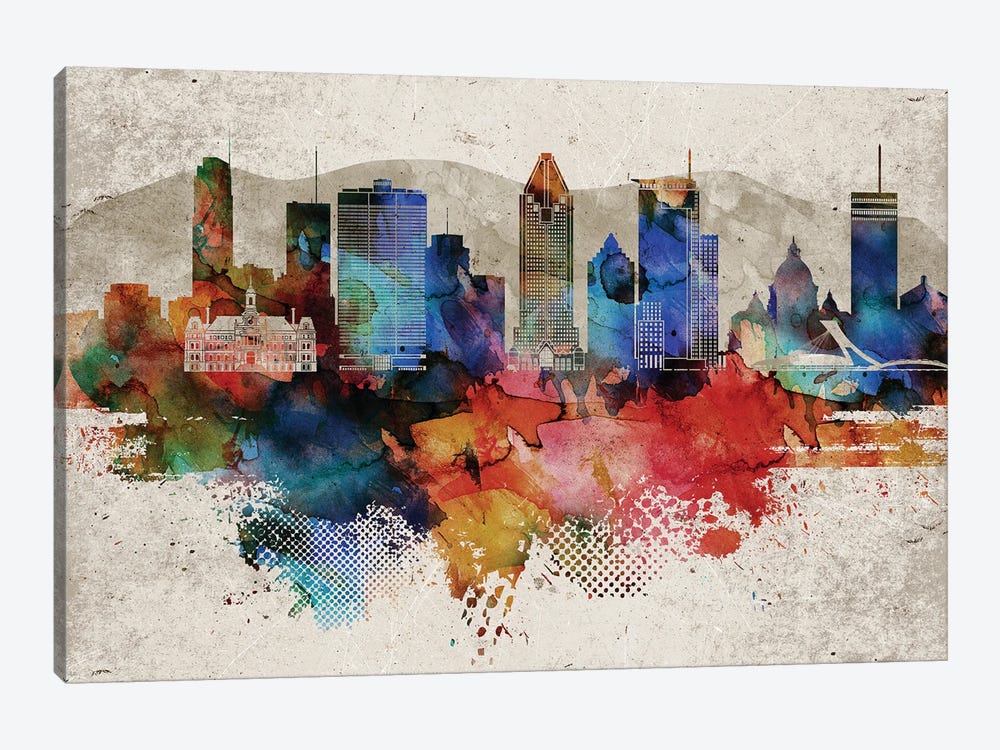 Montreal Abstract Skyline by WallDecorAddict 1-piece Canvas Artwork