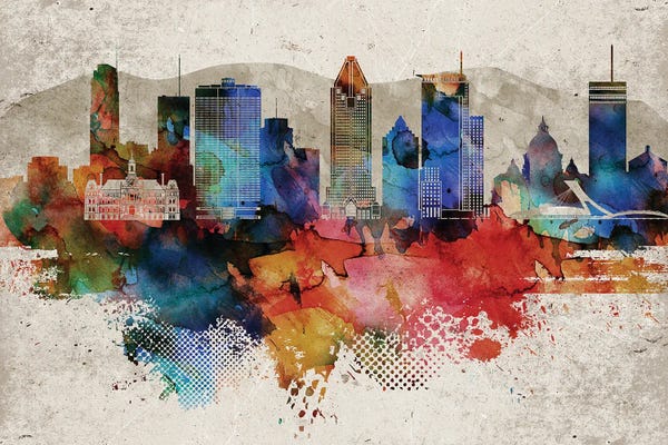WallDecorAddict: Montreal Abstract Skyline by WallDecorAddict