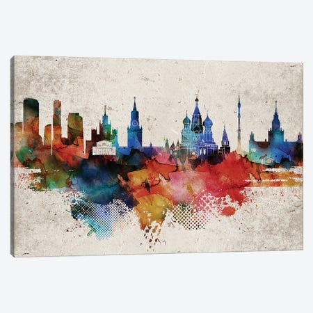 Moscow Abstract Skyline Canvas Print #WDA593} by WallDecorAddict Canvas Print