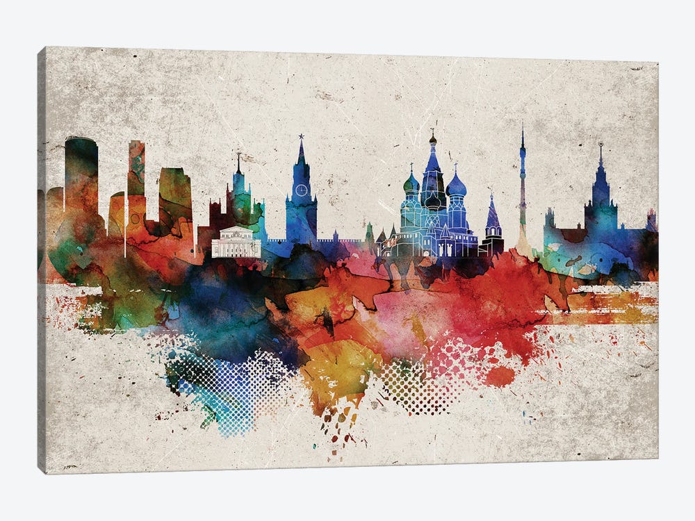 Moscow Abstract Skyline by WallDecorAddict 1-piece Canvas Art Print