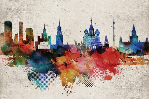Moscow: Moscow Abstract Skyline by WallDecorAddict