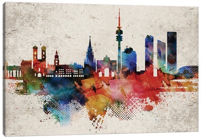 Munich Abstract Skyline Canvas Art Print - Munich Art