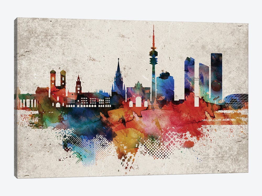 Munich Abstract Skyline by WallDecorAddict 1-piece Art Print
