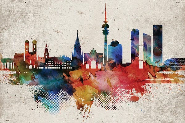 Bavaria: Munich Abstract Skyline by WallDecorAddict