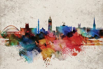 Newcastle Abstract Skyline by WallDecorAddict art print