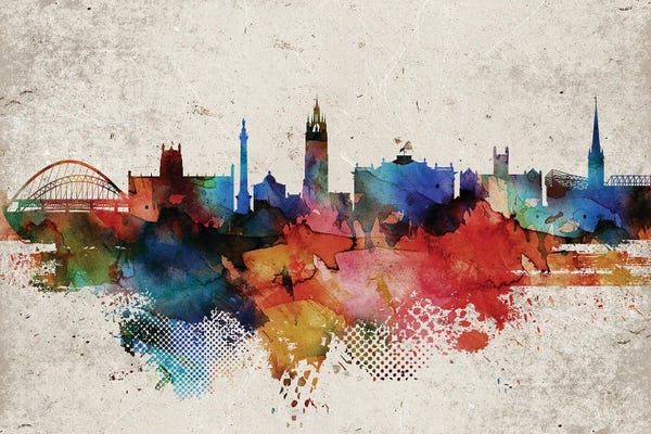 Newcastle: Newcastle Abstract Skyline by WallDecorAddict