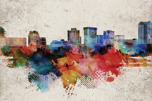 Virginia: Norfolk Abstract Skyline by WallDecorAddict