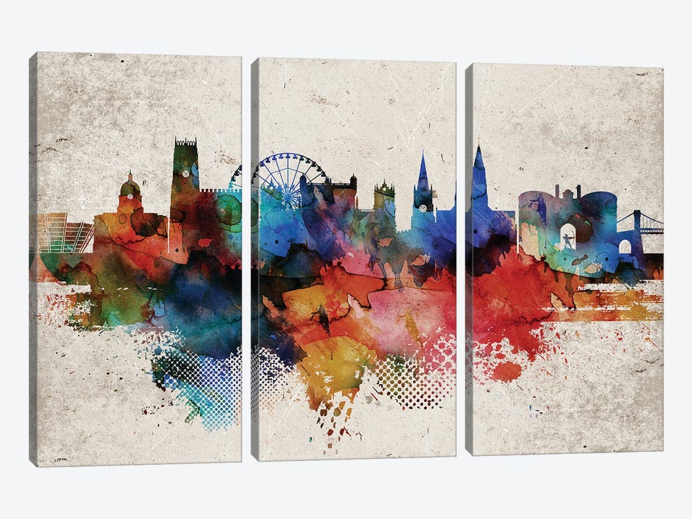 Nottingham Abstract Skyline by WallDecorAddict 3-piece Canvas Print
