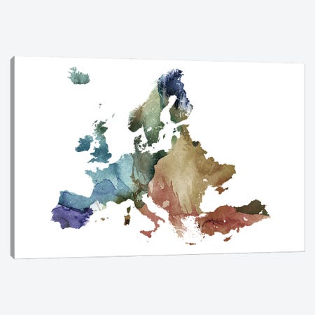 Brownish Europe Map Canvas Print #WDA59} by WallDecorAddict Canvas Artwork