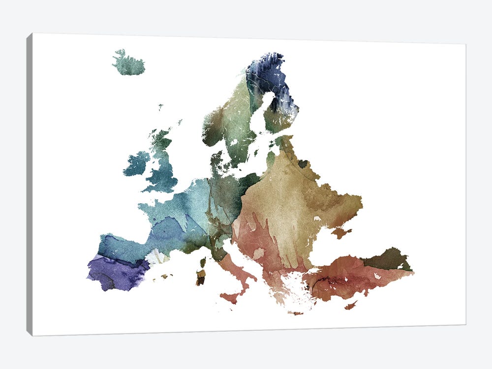 Brownish Europe Map by WallDecorAddict 1-piece Canvas Print