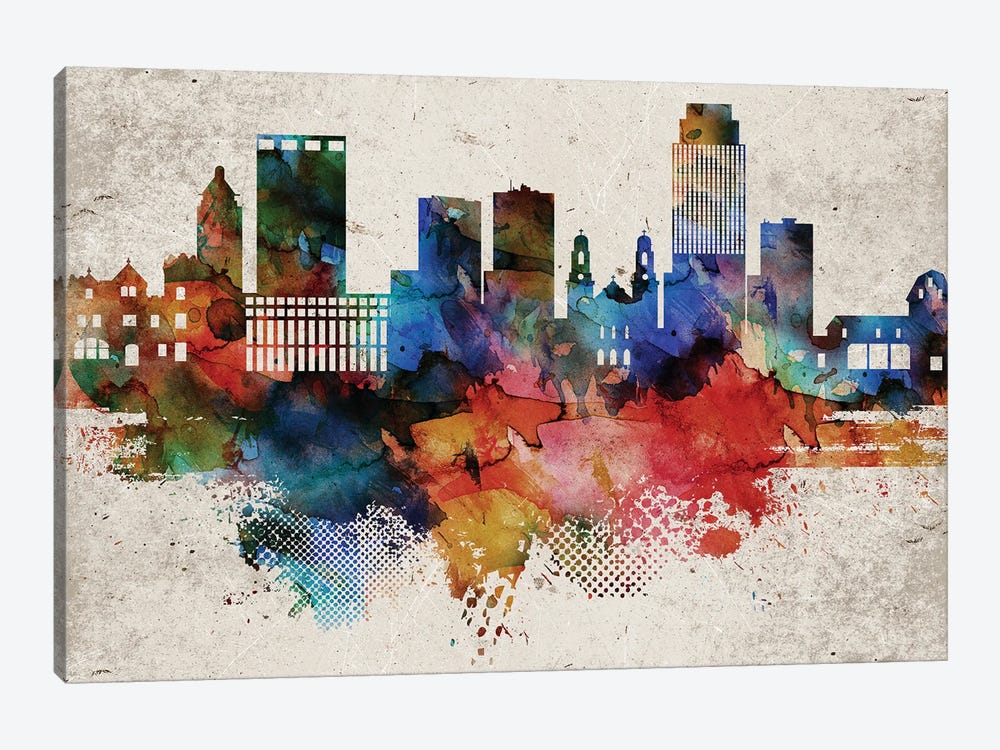 Omaha Abstract Skyline by WallDecorAddict 1-piece Canvas Art Print