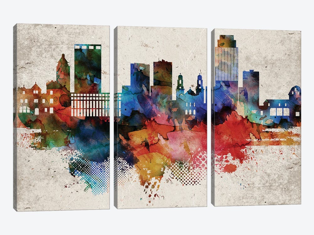 Omaha Abstract Skyline by WallDecorAddict 3-piece Canvas Print