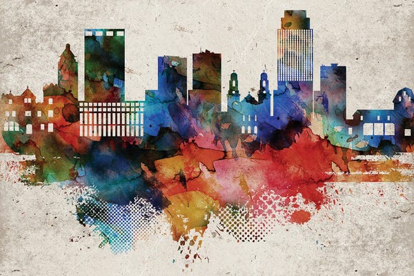 Nebraska: Omaha Abstract Skyline by WallDecorAddict