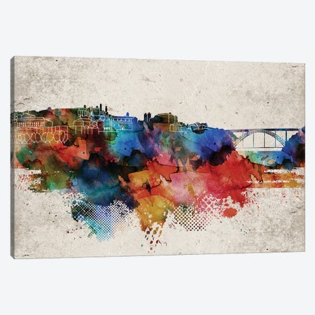 Oporto Abstract Skyline Canvas Print #WDA601} by WallDecorAddict Canvas Print