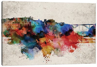 Oporto Abstract Skyline Canvas Art Print - Portugal Art