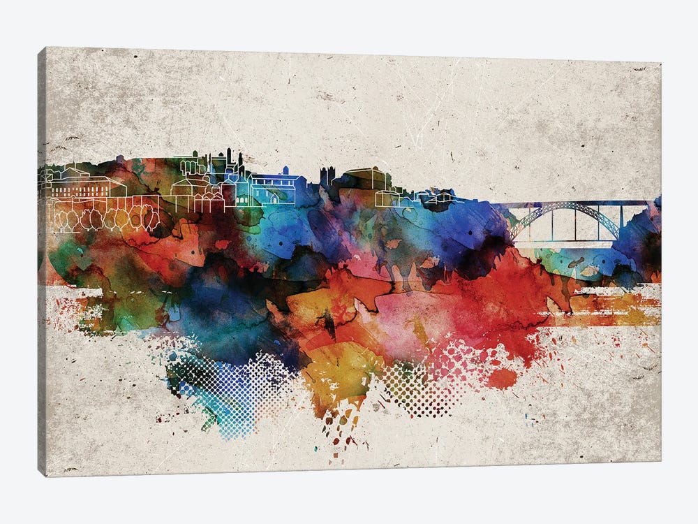 Oporto Abstract Skyline by WallDecorAddict 1-piece Canvas Art