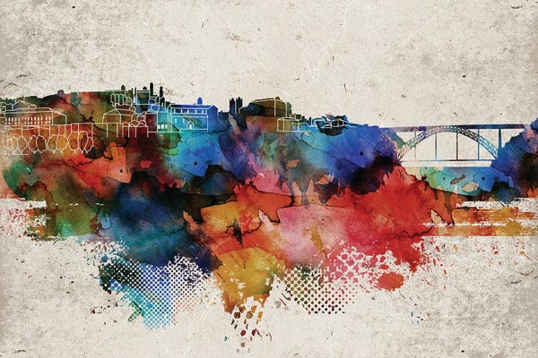 Portugal: Oporto Abstract Skyline by WallDecorAddict