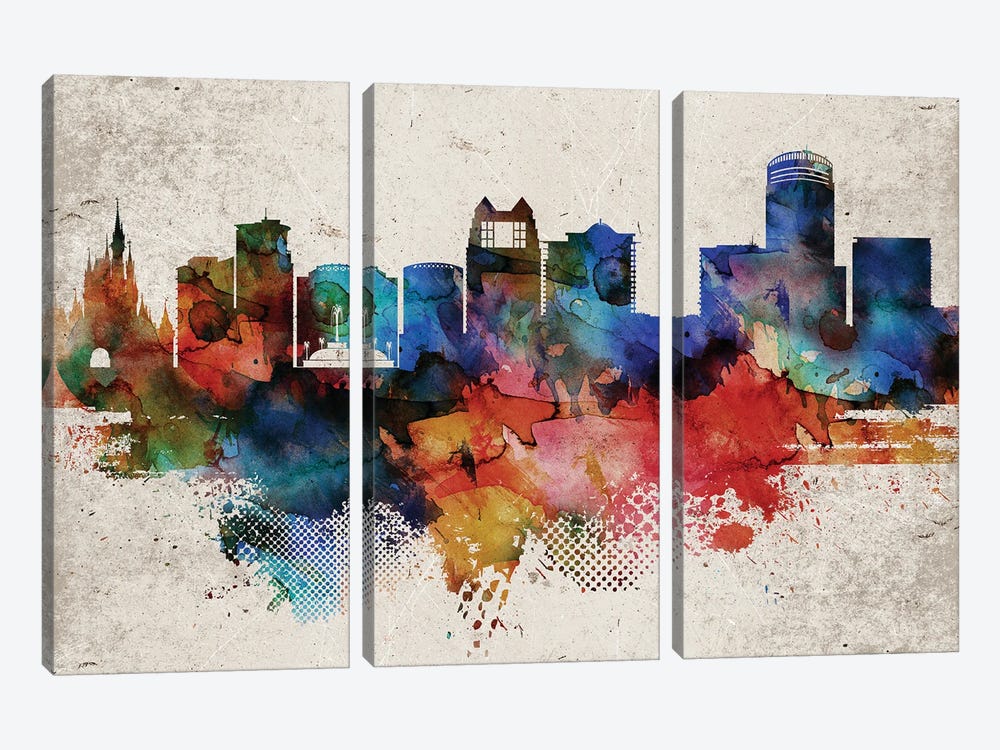 Orlando Abstract Skyline by WallDecorAddict 3-piece Canvas Print