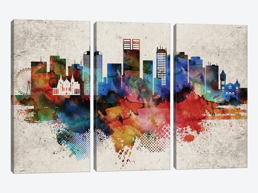 Perth Abstract Skyline by WallDecorAddict 3-piece Art Print