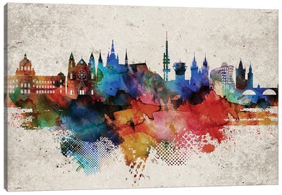 Prague Abstract Skyline Canvas Art Print - Czech Republic Art