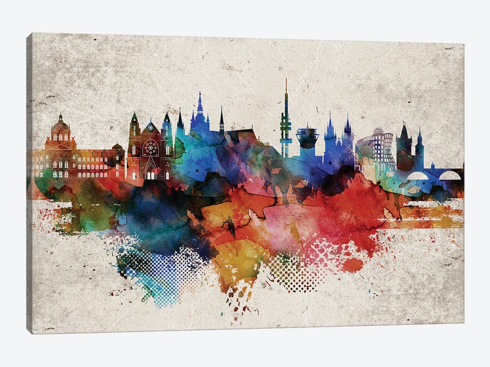 Prague Abstract Skyline by WallDecorAddict 1-piece Canvas Wall Art