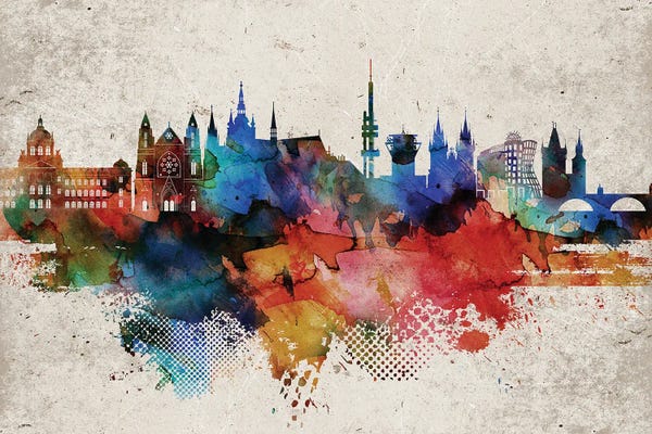 Czech Republic: Prague Abstract Skyline by WallDecorAddict