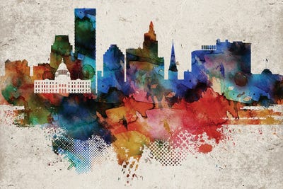 Providence Abstract Skyline by WallDecorAddict art print