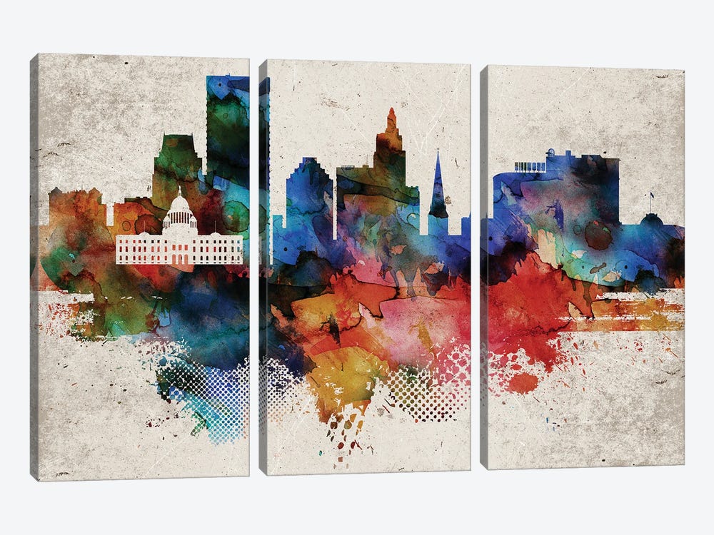 Providence Abstract Skyline by WallDecorAddict 3-piece Art Print