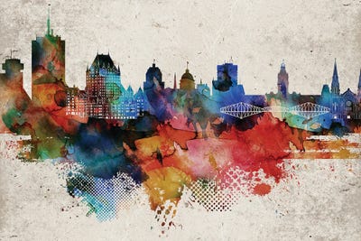 Quebec Abstract Skyline by WallDecorAddict metal wall art